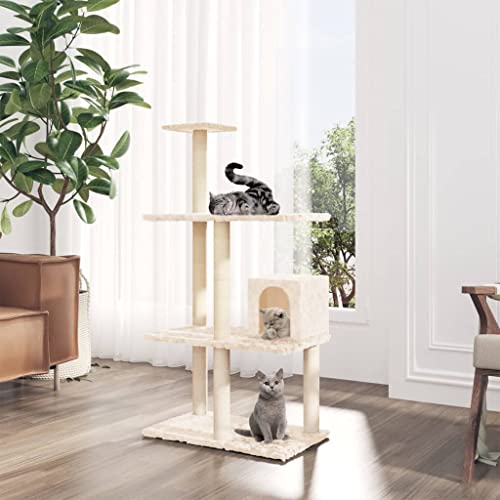 Wenjingqi-171518 Kratzbaum für Katzen, mit Sisalstäben, cremefarben, 119 cm von Genérico