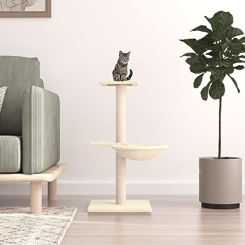 Wenjingqi-171768 Kratzbaum für Katzen, mit Sisalstäben, cremefarben, 72 cm von Genérico