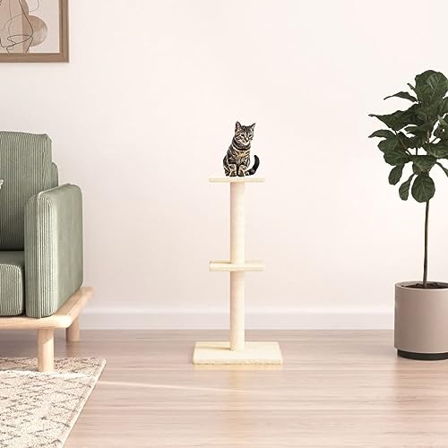 Wenjingqi-172034 Kratzbaum für Katzen, mit Sisalstäben, cremefarben, 73 cm von Genérico