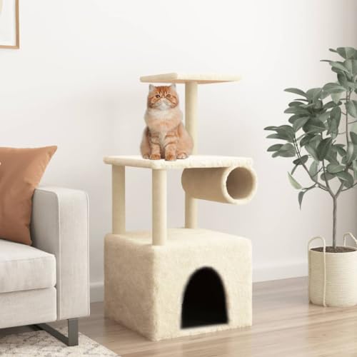 Wenjingqi-172058 Kratzbaum für Katzen mit Sisalstämmen, cremefarben, 109,5 cm von Genérico