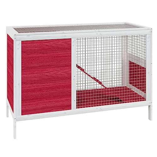 Wenjingqi-172299 Kaninchenstall aus massivem Kiefernholz, rot, 103 x 44 x 69,5 cm von Genérico