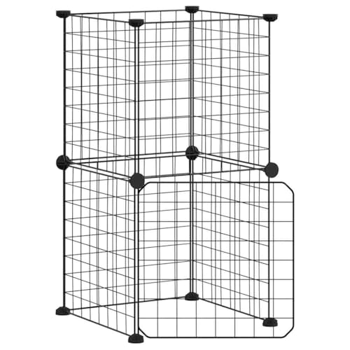 Wenjingqi-3114032 Haustierkäfig mit 8 Paneelen, mit Tür oder Schwarz, 35 x 35 cm von Genérico