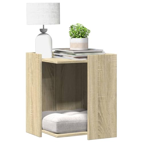 Wenjingqi-857744 Katzentoilette, Holz, Sonoma-Eiche, 42 x 42 x 51 cm von Genérico