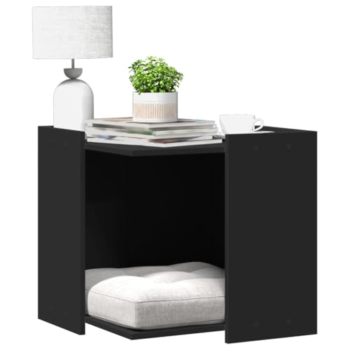 Wenjingqi-857752 Katzentoilette aus technischem Holz, Schwarz, 53 x 53 x 51 cm von Genérico