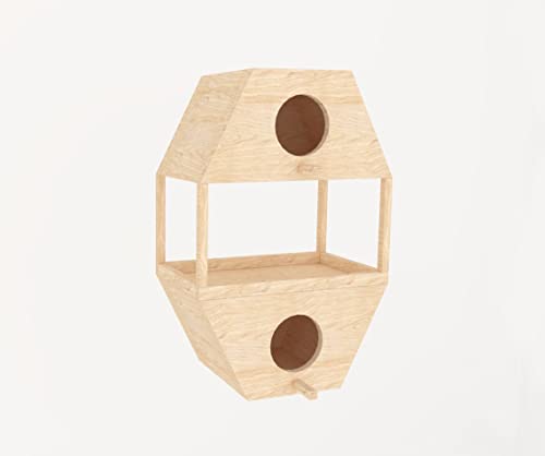 Vogelhaus aus Holz, vierseitig, mit Sitzstangen und Belüftungsschlitzen, passend für die meisten gängigen Hinterhof und kleinen Vögel, Geschenk für Avid-Vogelbeobachter von Generiq