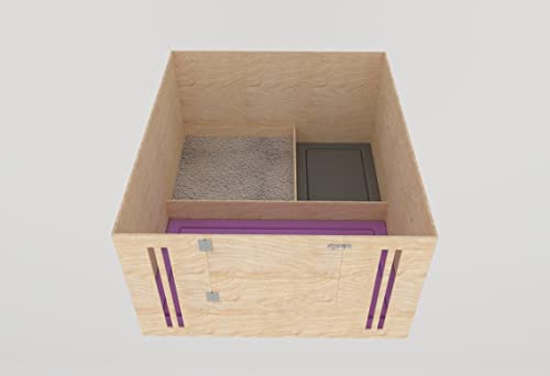 Generiq Whelping Box für Katzen mit gesicherter Eingangstür, Holz Entwöhnungsbox, Geburtsbett, Kätzchen Box, Large (81 cm L x 70 W 40 H), Braun, Violett, für Katzenbesitzer, Katzeneltern von Generiq