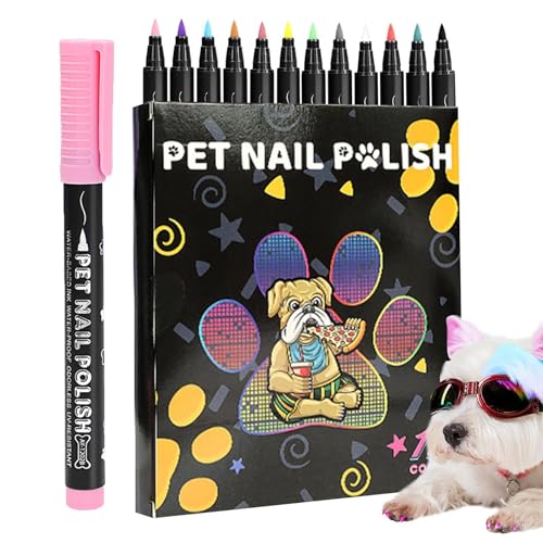 12 Stück Haustiersicherer, schnell trocknender Nagellack für Hunde, Sicherheitsnagelfarbe für Haustiere, bunte Nagelfarbe von Générique