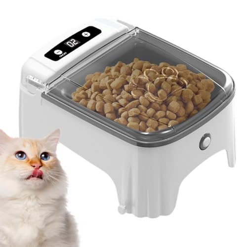 Automatischer Katzenfeeder, automatischer Katzenfutter mit Sensor und Zeitmesser für kleine Hunde, 23 x 17 x 11,5 cm, Pink/Grau von Générique