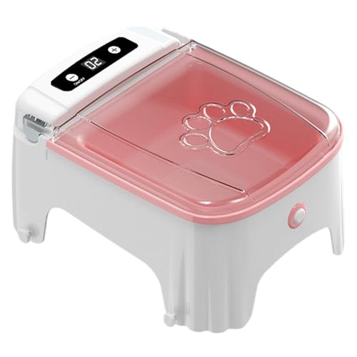 Automatischer Katzenfeeder, automatischer Katzenfutter mit Sensor und Zeitmesser für kleine Hunde, 23 x 17 x 11,5 cm, Pink/Grau von Générique