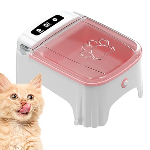 Automatischer Katzenfutter, Haustierfutterspender, Smart Sensor Technologie, Katzenfutter, Timed Animals Feeding, einfach zu verwenden, 23 x 17 x 11,5 cm, Grau und Pink von Générique