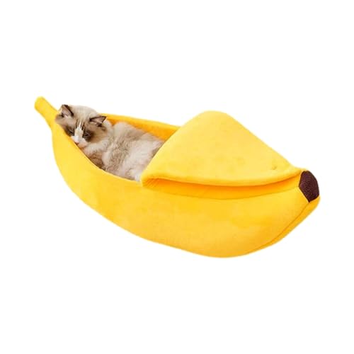 Banana Hundebett - Warmes Haustierbett für den Winter | Gelb Schlafnest in Bananen-Form für Kätzchen, Chinchillas, Hamster, Kaninchen und Frettchen von Générique