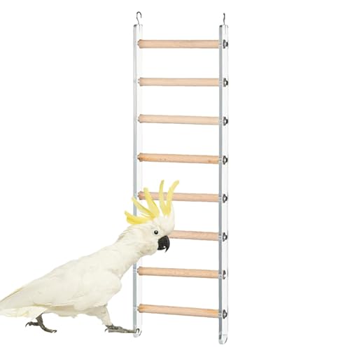 Bird Ladder, Inner Cage Climbing Toy, Acryl Wood Metal 360 ° Rotating Hook, Fun Training Zubehör für Lovebirds, Budgies, Small to Medium Parrots, Happy Pet Birds von Générique