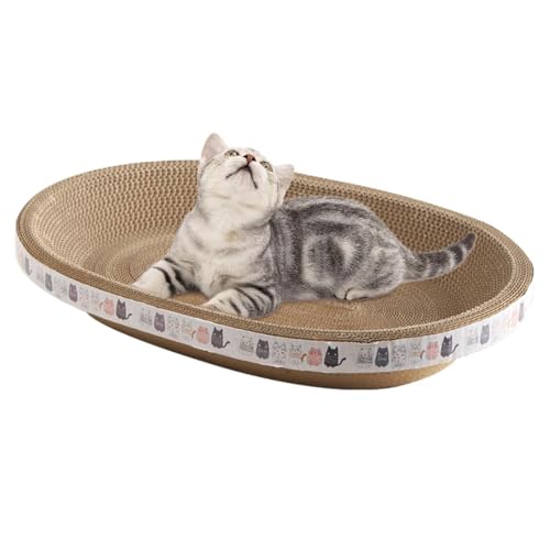 Box aus Karton für Katzenbett – Kratzbrett rund oval | Nistkasten aus Karton | Cat Scratching Board, Katze Nistplatz der Nadelkralle kratzfest, gewellt von Générique