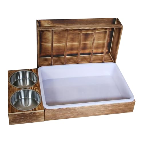 Bunny Hay Feeder, Holzgrass-Behälter mit 2 Schalen und Box, integrierte Toilette, platzsparend, leicht zu reinigen, ideal für Bunny, Chinchilla, Hamster, kleine Haustiere Bunny Hay Feeder, Holzgrass-Behälter mit 2 Schalen und Box, integrierte Toilette, platzsparend, leicht zu reinigen, ideal für Bunny, Chinchilla, Hamster, kleine Haustiere von Générique