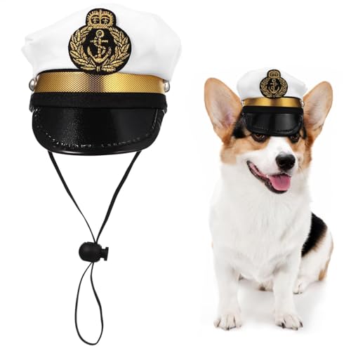 Captain Dog Hut verstellbar – Sailor Pet Kostüm, Cosplay-Kostüm, Zubehör für Cosplay | Marine-Kopfbedeckung für Katzen und Welpen, lustiges Halloween-Outfit, Party und Zubehör für Fotoshootings von Générique