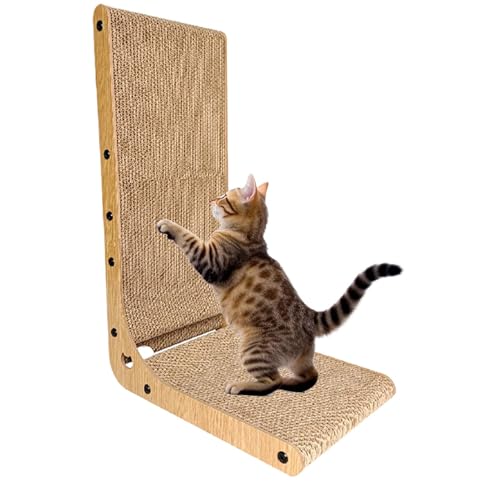 Cardboard Cat Scratcher, L Shaped Vertical Scratcher Board, 15,35 x 10,24 x 23,62 Zoll, Wandhalterung, Entspannung, Kratzer für Katzen und kleine Haustiere, Kratzzubehör von Générique