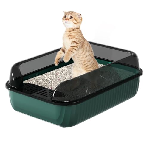 Cat Litter Tray, Open Litter Box, 51/34,7/17 Zoll, Easy Clean Poop Box, Aufbewahrung in der täglichen Verwendung, hochseitiges Haustier-Toilette für kleine und große Katzen, Reinigung der Poops (Grün) von Générique