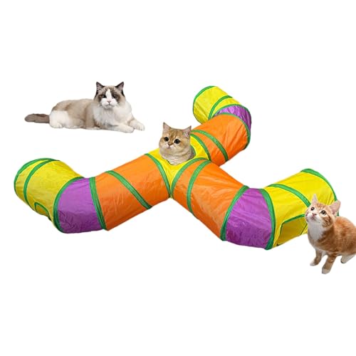 Cat Toys Tunnel, Way Folding Rainbow Tube, 51,18 x 43,31 x 9,84 Zoll, interaktive Spiel-Tunnel, Peek Hole, Design, lustiges Stimulating Übung für Katzen, Puppies (mehrfarbig) von Générique