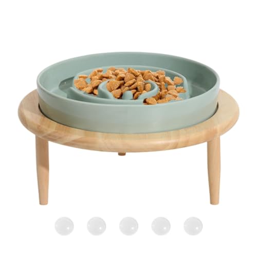 Ceramic Dog Feeder | Dog Slow Feeder Bowl | Erhöhte Futterschüssel für Hunde, erhöhte Keramikschale für Haustiere und Hunde, Schüssel aus Holz, sicher für Slow Feeder Bowl, Slow Feeding Bowl für von Générique