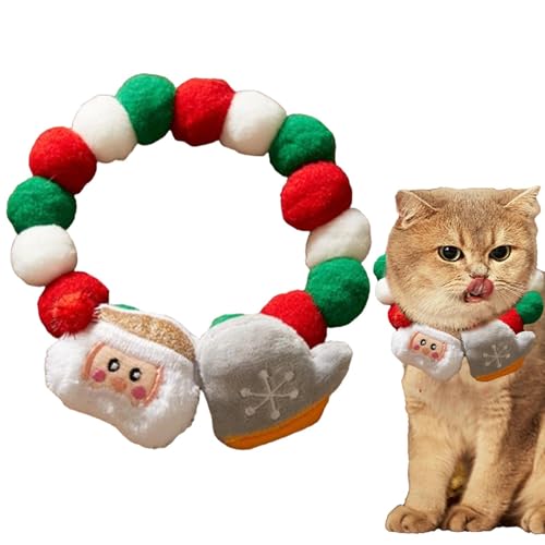 Christmas Cat Collar, Plüsch-Katzenhalsband, trendiges Katzenhalsband, festlich, Plüsch, Katze, trendig, mit Plüschbällen für Katzen und Katzen ( , mittel, groß) von Générique