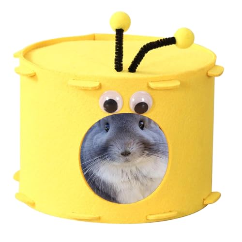 Dwarf Hamster Shelter, Bee Design Felt Small Animal Bed, 5,31 Zoll Chinchilla House für Käfig, Hedgehog Resting Cave, Cozy Warm Nest for All Seasons, Pet Sleep Space von Générique