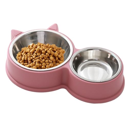 Edelstahl-Katzenschüssel, rutschfestes Katzenohr, Wasser- und Futterfeeder, Thickened Sturdy Design, verhindert Tipping Over, perfekt für Katzen, Kitten, kleine Hunde von Générique