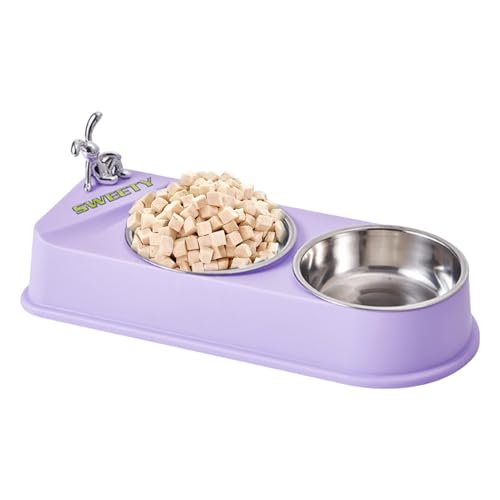 Edelstahl-Schüsseln für Hunde | Doppel-Katzen-Non-Slip Pet Bowl Set | Langlebige Edelstahlschüssel mit Non-Slip Resin Station für kleine Haustiere, Puppies, Hunde und Katzen von Générique