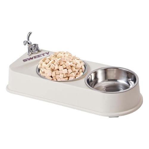 Edelstahl-Schüsseln für Hunde | Doppel-Katzen-Non-Slip Pet Bowl Set | Langlebige Edelstahlschüssel mit Non-Slip Resin Station für kleine Haustiere, Puppies, Hunde und Katzen von Générique