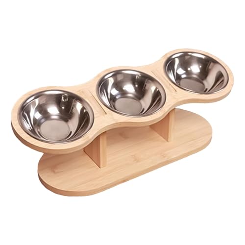 Elevated Cat Bowls, Raised Slow Feeder Cat Bowl, Orthopedic Cat Food Stand, Anti-Erbrechender Katzenfeeder, Erhöhte Katzenstreue, Edelstahl Cat Bowls, 3 Bowl Cat Feeder, Tall Cat Food Stand, Tilted von Générique