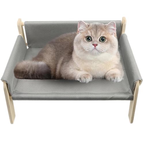 Générique Erhöhtes Hundebett, Naturholz, Katze, stabiles Hundebett, Hundesofa mit abnehmbarem Bezug, Katzenbett mit Holzrahmen, abnehmbarer Bezug für Hundebett, aus Holz, erhöhtes Sofa für Haustiere von Générique