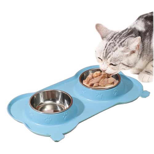 Futternapf für Hunde, Doppelschüsseln, Katzen, Puppies, 33,7 x 17,48 cm, Spill Resistant, erhöhte Haustier-Feedingstation für kleine, mittelgroße und große Hunde und Katzen (mehrfarbig) von Générique