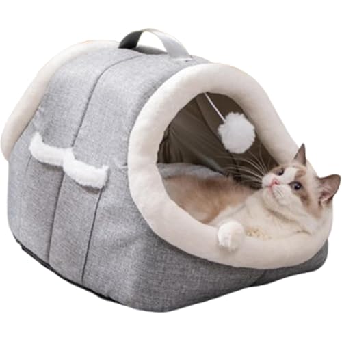 Générique Bed for Cats | Cat Beds for Indoor Cats | Semi Closed Cat House for Winter, Indoor Cat Shelter with Insulation & Storage Pockets, Cozy Winter Cat Bed for Small Spaces, Lounging and Napping von Générique