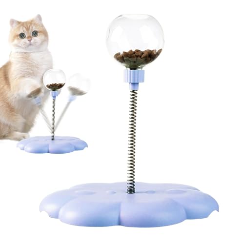 Générique Cat Turntable Toy, abnehmbarer Leaking Ball Toy, 23 x 26 cm Springrod Interaktiv, Funny Food Leak Balls, Pet Treat Dispenser, Rotating Ball Cat Toys, Kitten Entertainment for Cats von Générique