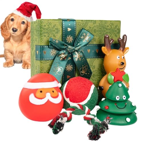 Générique Christmas Dog Chew Toy – Christmas Pet Rubber Kauspielzeug für kleine, mittlere und große Hunde, interaktives Spielzeug für drinnen und draußen, und Haustierschäler, Weihnachten Haustier von Générique