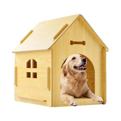 Générique Dog Kennel Outdoor | Hundehaus Outdoor | Wetterfestes Holzhaus für Hunde und Hunde, Haus mit abnehmbarem Roof, 39,5 x 51 x 52 cm Rustikales Hund & Katzenhaus für Haus und Garten von Générique