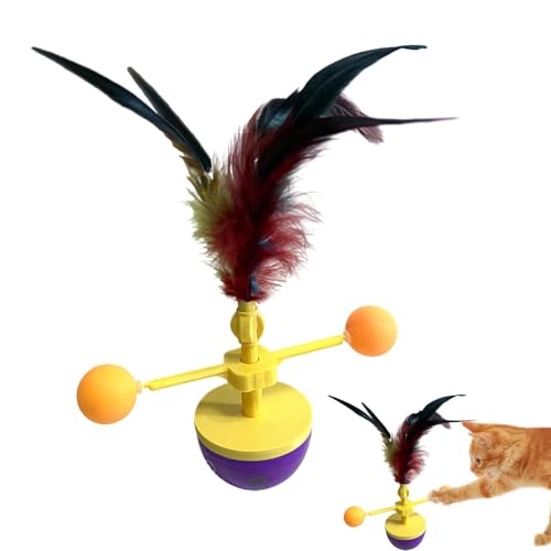 Générique Feather Ball Toys Cats, Rotating Tumbling Cat Toy, 9,06 Zoll, interaktives Kitten Training, Haustier-Teaser, Indoor Fun Supplies, Ideal für Feline Play Entertainment von Générique