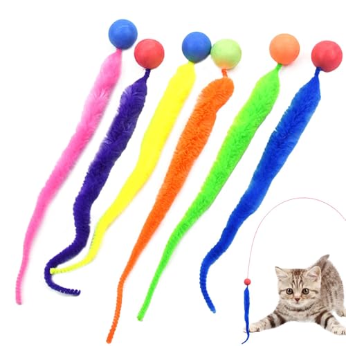 Générique Hüpfball für Katzen – kleines Katzenwurmspielzeug, Katzenspielzeug, 6 Stück | innovatives Katzenjagd-Spielzeug, Rebound-Bälle von Générique