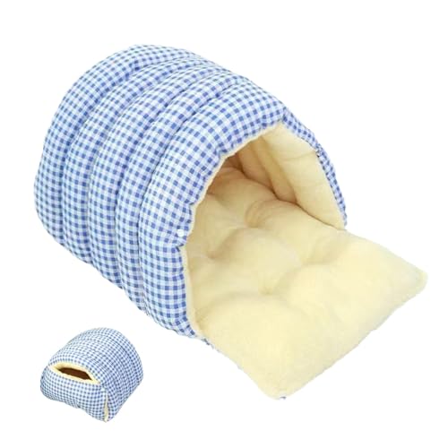 Générique Hunde-Nest Bed, Thickened Plaid Bed, Puppy Enclosed Bed, Pet Warm Bag, Waschbar Puppy Bed und Cat Sleeping Bag Dog Nest Bed with Thickened Plaid Enclosed Cave for Pets for Sofa and Floor von Générique