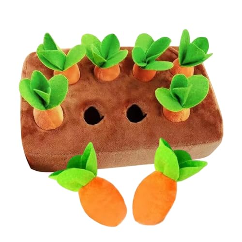 Générique Interactive Dog Toys, Carrot Plush Toy, Pet Interaction Sniffing Mat, 22,5 x 17 x 6 cm Nosework Feed Games, Plush Puzzle Toy, Cute Carrot Harvest Toy for Mental Stimulation von Générique