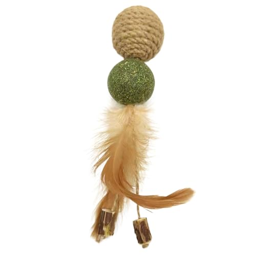 Générique Katzenspielzeug, Teaserspielzeug für Kittens, interaktives Catnip Ball, Engaging Chew Training und Stress Relief Playset für drinnen Pets, 5,91 Zoll, Feathers, Sisal Rope, Catnip von Générique