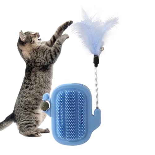 Générique Kratzbürstenspielzeug, Catnip Teaser, Grooming Cat Brush, Catnip Wall Balls, Cat Lick Toys für drinnen Kittens, Katzen und Katzen zum Massage und Groom, Grün Cream bunt und blau von Générique