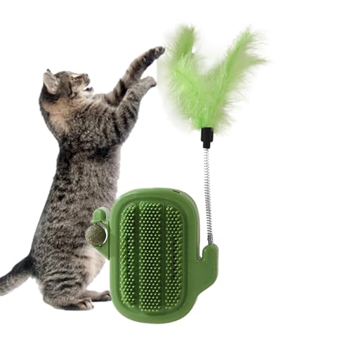 Générique Kratzbürstenspielzeug, Catnip Teaser, Grooming Cat Brush, Catnip Wall Balls, Cat Lick Toys für drinnen Kittens, Katzen und Katzen zum Massage und Groom, Grün Cream bunt und blau von Générique