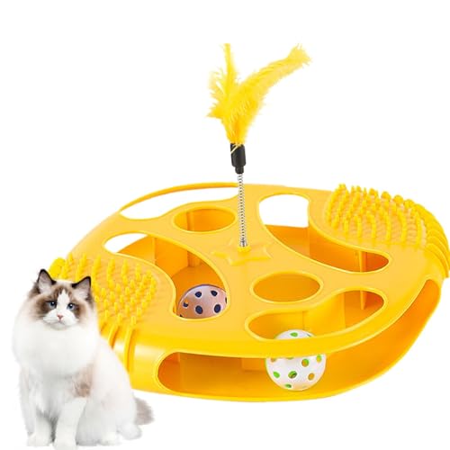 Générique Mental Stimulation Toy for Cats, Cat Interactive Play Tray, Hollowed Play Balls, Sensory Play for Cats, Exercise Ball with Feather, Teaser Toy for Cats, Cat Teasing Feather Toy von Générique