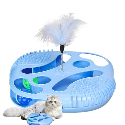 Générique Mental Stimulation Toy for Cats, Cat Interactive Play Tray, Hollowed Play Balls, Sensory Play for Cats, Exercise Ball with Feather, Teaser Toy for Cats, Cat Teasing Feather Toy von Générique