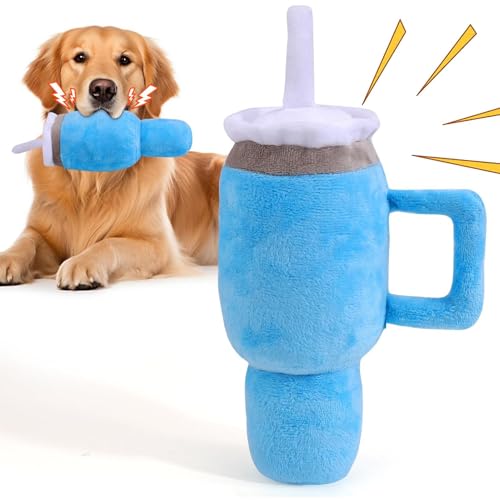 Générique Niedliche Tasse mit quietschendem Hundespielzeug, Kauspielzeug für Welpen, Plüschspielzeug für Hunde in Tassenform – Beißspielzeug aus weichem Plüsch für Welpen und Hunde von Générique