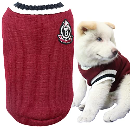 Générique Pullover Welpe | Weicher Pullover für Winterhunde mit Luftdurchlässigkeit | Warmer Hund nicht klebrig dickes V-Ausschnitt College Stil Strickpullover Winter Kleidung für Haustiere von Générique