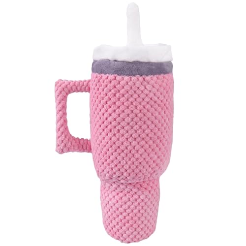 Générique Quietschendes Hundespielzeug, mittelgroßes Plüsch-Spielzeug, interaktives Biting-Spielzeug, Handle Cup-Design für Hunde und Grinding-Spaß, Pink, 25,9 x 14 x 7,9 cm von Générique