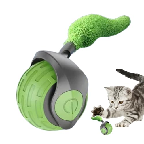 Générique Smart Cat Toy mit Tail, interaktives Chasing Cat Ball, Blau/Grün/Orange, tragbar, zwei Geschwindigkeiten, vielseitiges Tierzubehör, automatischer Bewegungsball für Kitten von Générique