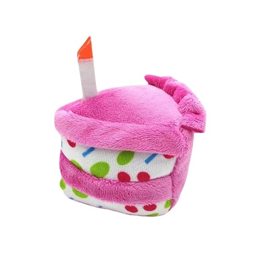 Générique Squeaky Dog Toys, Birthday Cake Shape Dog Teething Toy, 4,72 x 4,72 x 4,72 Zoll Plüsch-Puppy Chew, interaktives Ding mit Kaugummi, Spaß für drinnen und draußen von Générique