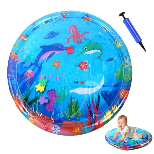 Générique Wassersensorische Matte, aufblasbares Spielkissen Bett, kühlendes und interaktives Design, 92,5 x 92,5 cm, verdickt mit Pumpe, (stark & lustig), für drinnen und draußen, Haustierübung von Générique